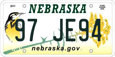NE license plate 97JE94