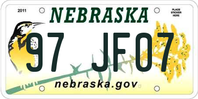 NE license plate 97JF07