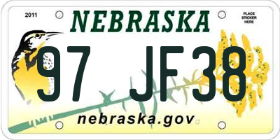 NE license plate 97JF38