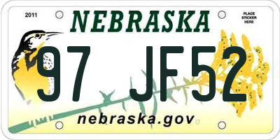 NE license plate 97JF52