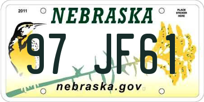 NE license plate 97JF61