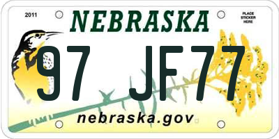 NE license plate 97JF77
