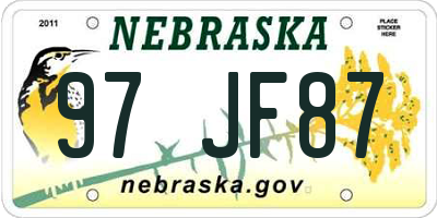 NE license plate 97JF87