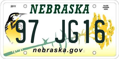 NE license plate 97JG16