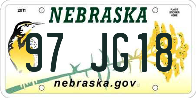 NE license plate 97JG18