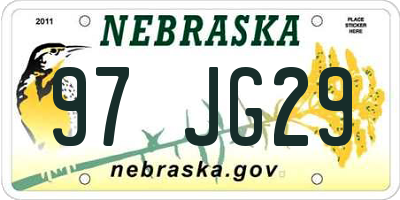 NE license plate 97JG29