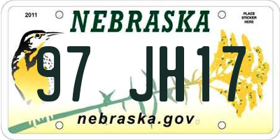 NE license plate 97JH17