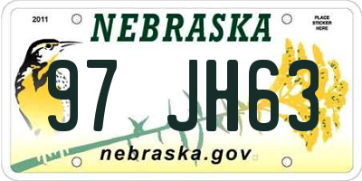 NE license plate 97JH63