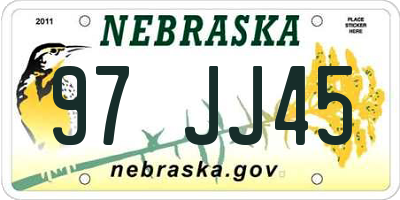 NE license plate 97JJ45