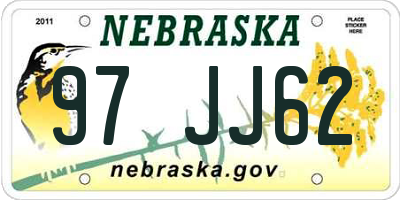 NE license plate 97JJ62