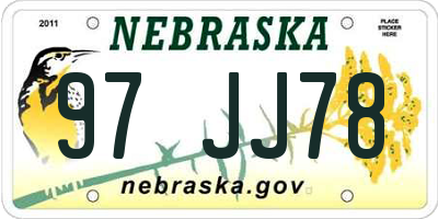 NE license plate 97JJ78