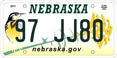 NE license plate 97JJ80