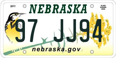 NE license plate 97JJ94