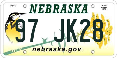 NE license plate 97JK28