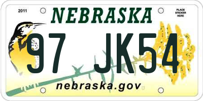 NE license plate 97JK54