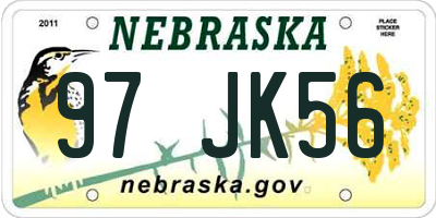 NE license plate 97JK56