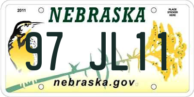 NE license plate 97JL11