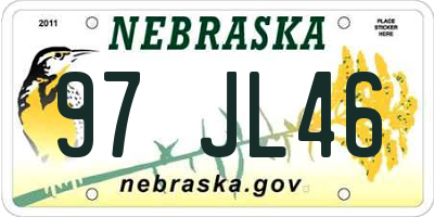 NE license plate 97JL46