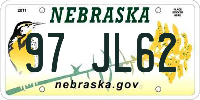NE license plate 97JL62