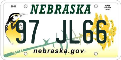 NE license plate 97JL66
