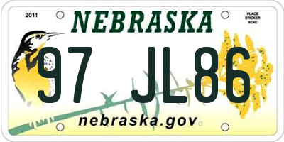 NE license plate 97JL86