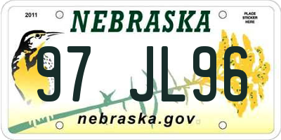NE license plate 97JL96