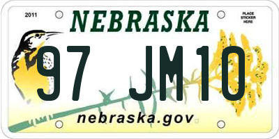 NE license plate 97JM10