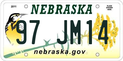 NE license plate 97JM14
