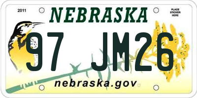 NE license plate 97JM26