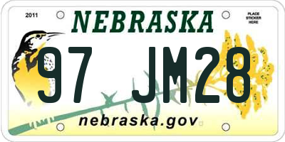 NE license plate 97JM28