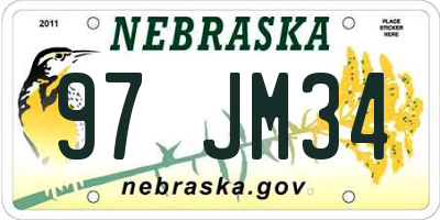 NE license plate 97JM34