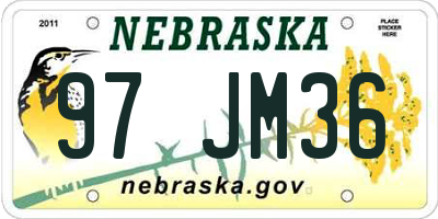 NE license plate 97JM36