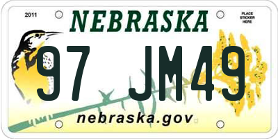 NE license plate 97JM49