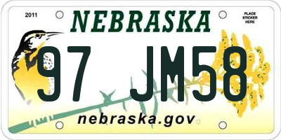 NE license plate 97JM58