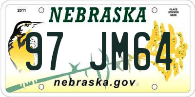 NE license plate 97JM64