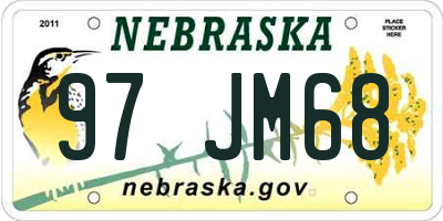 NE license plate 97JM68