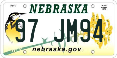 NE license plate 97JM94