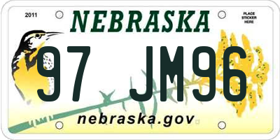 NE license plate 97JM96