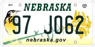 NE license plate 97JO62
