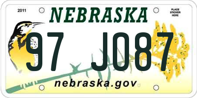 NE license plate 97JO87