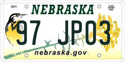 NE license plate 97JP03