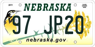 NE license plate 97JP20