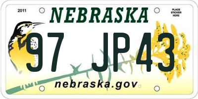 NE license plate 97JP43