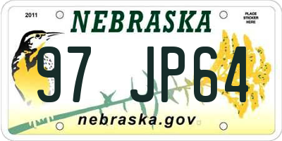 NE license plate 97JP64