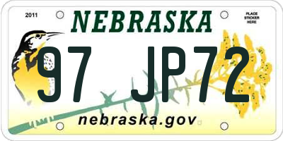 NE license plate 97JP72