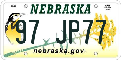 NE license plate 97JP77