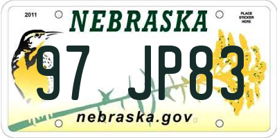 NE license plate 97JP83