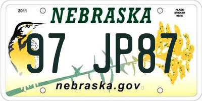 NE license plate 97JP87