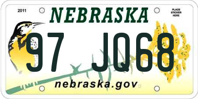 NE license plate 97JQ68
