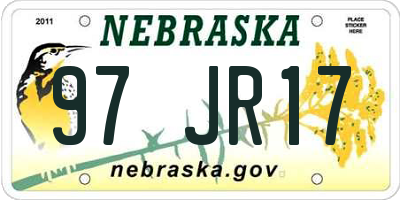 NE license plate 97JR17